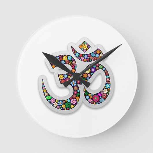 Om Ohm Aum Namaste Yoga Symbol Ronde Klok (Voorkant)