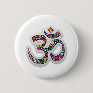 Om Ohm Aum Namaste Yoga Symbool Ronde Button 5,7 Cm