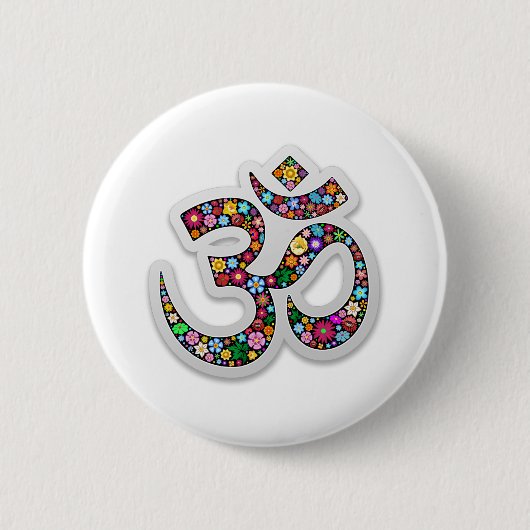 Om Ohm Aum Namaste Yoga Symbool Ronde Button 5,7 Cm (Voorkant)