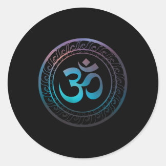 Om Ohm Aum Symbol Spiritual Yoga Gift _2  Ronde Sticker