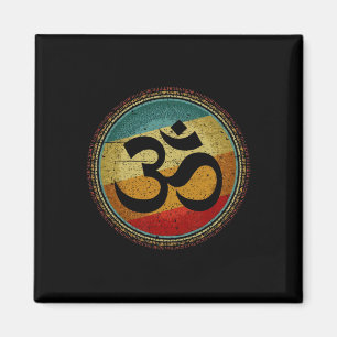 Om Ohm Symbool Retro Vintage 80s Stijl Meditatie Y Magneet