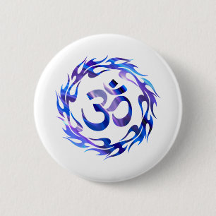 Om, Om Hindu, Om Symbol, Om Logo, Aum Ronde Button 5,7 Cm