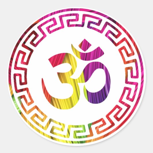 Om, Om Hindu, Om Symbol, Om Logo, Aum Ronde Sticker (Voorkant)