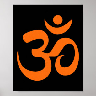 Om Omkar Aum Symbool Oranje Grafisch Spiritueel Yo Poster