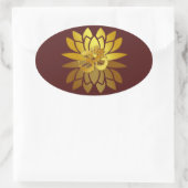 OM Omkara en Gold Colored Lotus Flower Ovale Sticker (Tas)