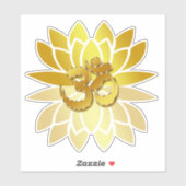 OM Omkara en Gold Colored Lotus Flower Sticker (Vel)