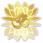OM Omkara en Gold Colored Lotus Flower Sticker (Voorkant)