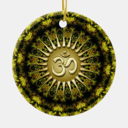 OM Organische Tapestry Circle Keramisch Ornament (Voorkant)