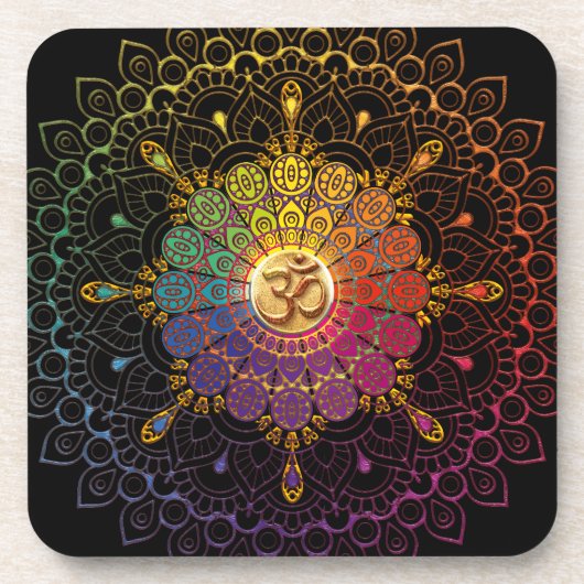 OM Rainbow Flower of Life Onderzetter (Voorkant)