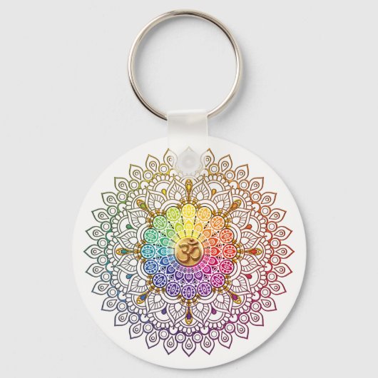 Om Rainbow Mandala Sleutelhanger (Voorkant)