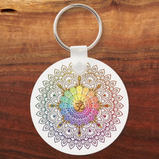 Om Rainbow Mandala Sleutelhanger (Voorkant)