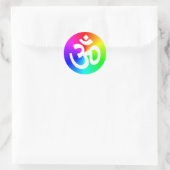 Om Rainbow Ronde Sticker (Tas)