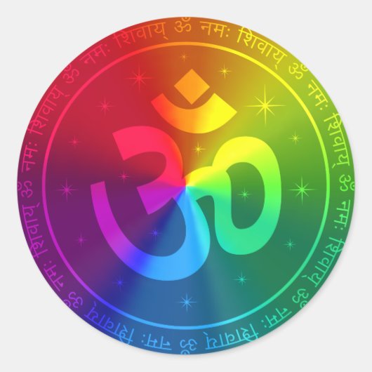 Om regenboogontwerp ronde sticker (Voorkant)