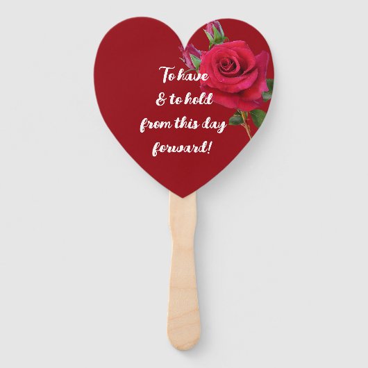 Om rode rozen bruiloft vast te houden handwaaier (Achterkant)