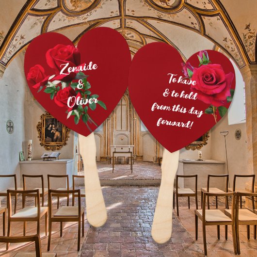 Om rode rozen bruiloft vast te houden handwaaier