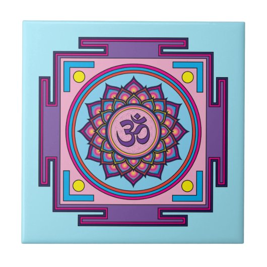 Om Shanti Om Mandala Tegeltje (Voorkant)