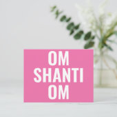 Om Shanti Om Pink White Sanskrit Mantra Briefkaart (Staand voorkant)