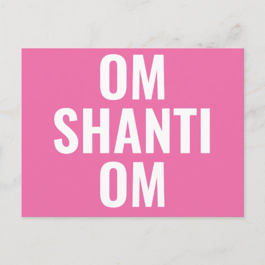 Om Shanti Om Pink White Sanskrit Mantra Briefkaart (Voorkant)