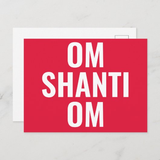 Om Shanti Om Rood Wit Sanskriet Mantra Briefkaart (Voorkant / Achterkant)
