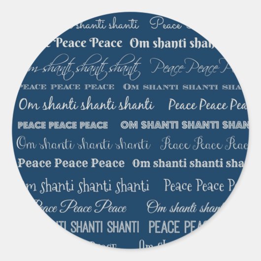 Om Shanti, Peace Ronde Sticker (Voorkant)