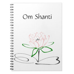Om Shanti Pink Green Lotus Journal Notitieboek
