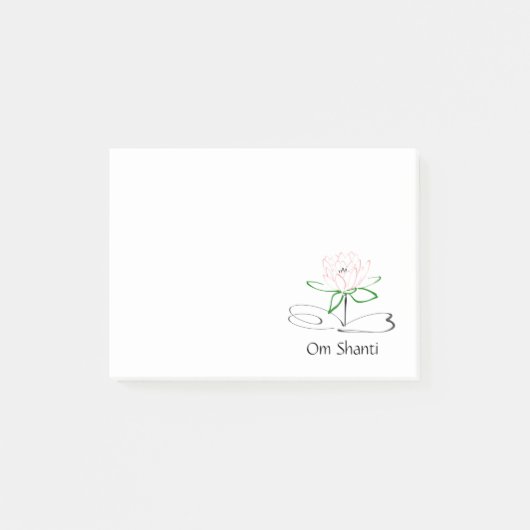 Om Shanti Pink Green Lotus Post-its Post-it® Notes (Voorkant)
