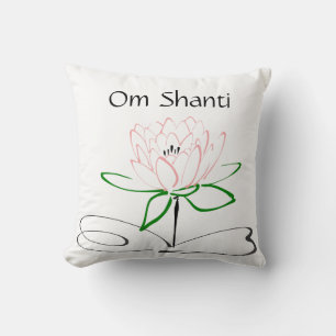 Om Shanti Roze Groene Lotus Kussen