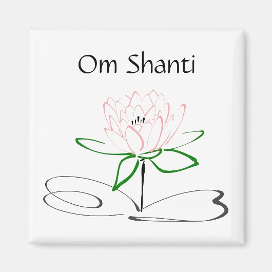 Om Shanti Roze Groene Lotus Magnet (Voorkant)