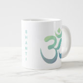 Om Shanti Symbol Geometric Blue Green Blauwgroen Grote Koffiekop (Voorkant rechts)
