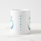 Om Shanti Symbol Geometric Blue Green Blauwgroen Grote Koffiekop (Voorkant)
