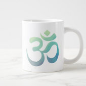 Om Shanti Symbol Geometric Blue Green Blauwgroen Grote Koffiekop (Rechts)