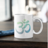 Om Shanti Symbol Geometric Blue Green Blauwgroen Grote Koffiekop