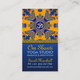 Om Shanti Yoga Oranje Blue Visitekaartjes