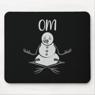 Om Sneeuwman in lotushouding yoga kerstcadeau Muismat