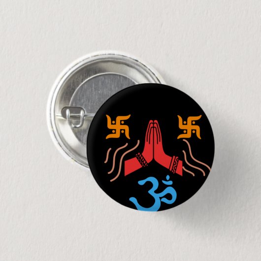 Om swastik devotie ronde button 3,2 cm (Voorkant /achterkant)