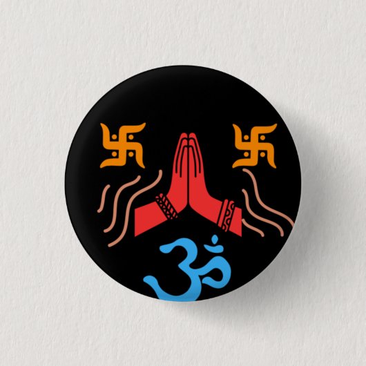 Om swastik devotie ronde button 3,2 cm (Voorkant)