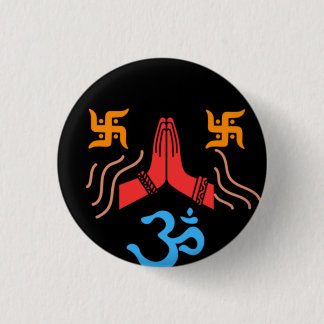 Om swastik devotie ronde button 3,2 cm