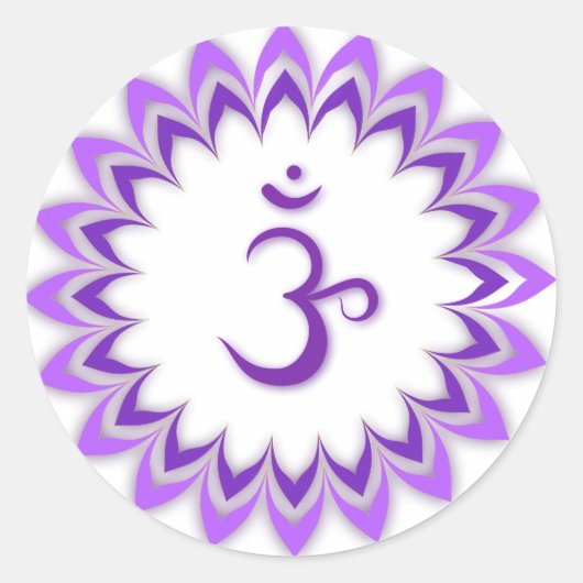 Om Symbol / Crown Chakra Ronde Sticker (Voorkant)
