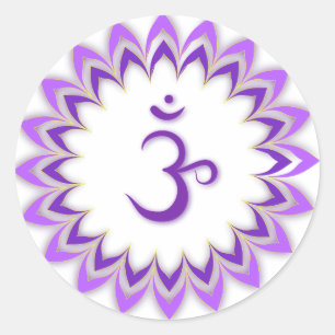 Om Symbol / Crown Chakra Ronde Sticker