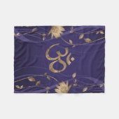 Om Symbol Golden Lotus Flowers op paars Fleece Deken (Voorkant (Horizontaal))