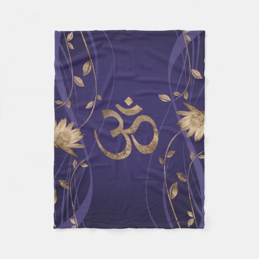 Om Symbol Golden Lotus Flowers op paars Fleece Deken (Voorkant)