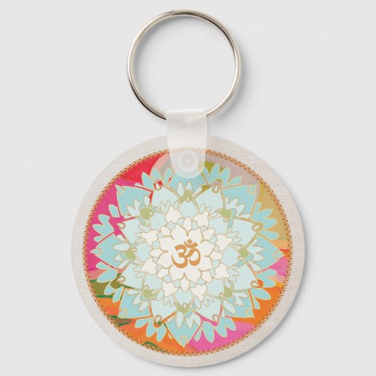 OM Symbol Lotus Mandala Sleutelhanger (Voorkant)