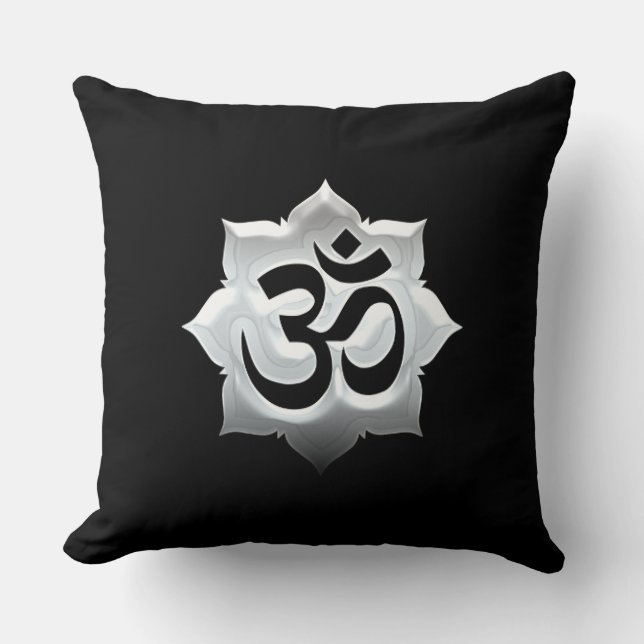 OM Symbol Lotus Spirituality Yoga Crest Kussen (Voorkant)