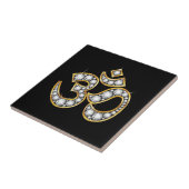 Om Symbol met "Diamond" Stones Tegeltje (Zijkant)