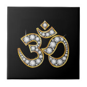 Om Symbol met "Diamond" Stones Tegeltje (Voorkant)