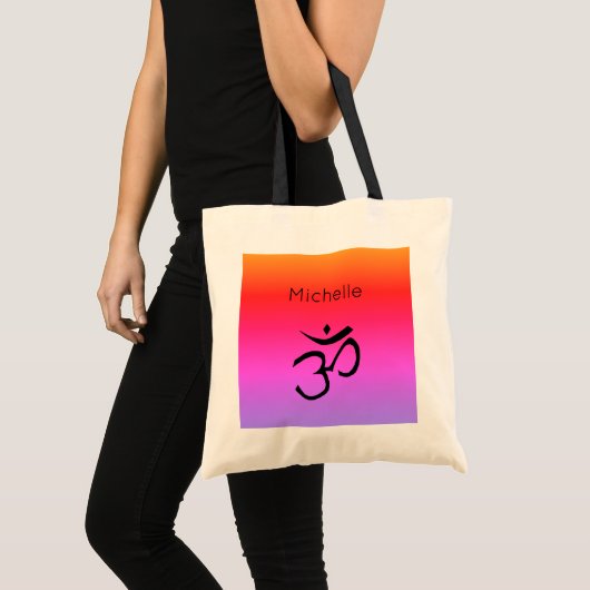 Om Symbol Monogram Rainbow-kleuren Tote Bag (Voorkant (product))