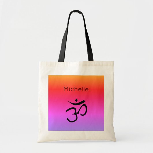 Om Symbol Monogram Rainbow-kleuren Tote Bag (Voorkant)