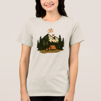 "Om" Symbol Mountain Camping Scene Tri-Blend Shirt