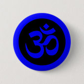 Om Symbol on Blue and Black Badge Ronde Button 5,7 Cm (Voorkant)