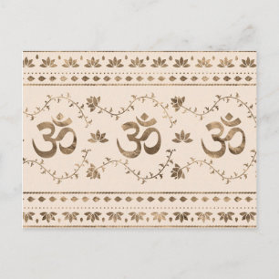 OM symbol ornament - pastel gold Briefkaart